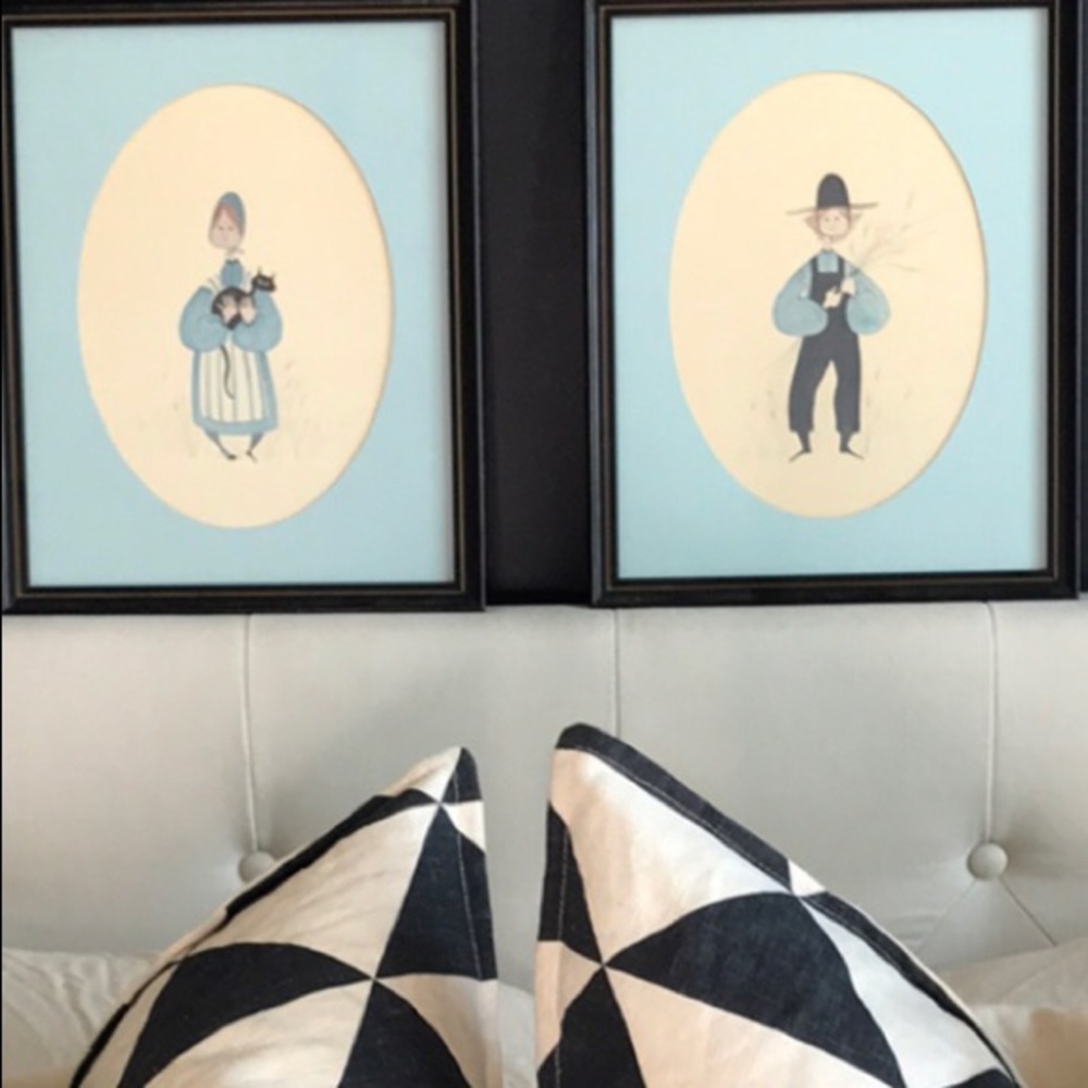 Set of Vintage Bohemian Couple Drawings Artwork